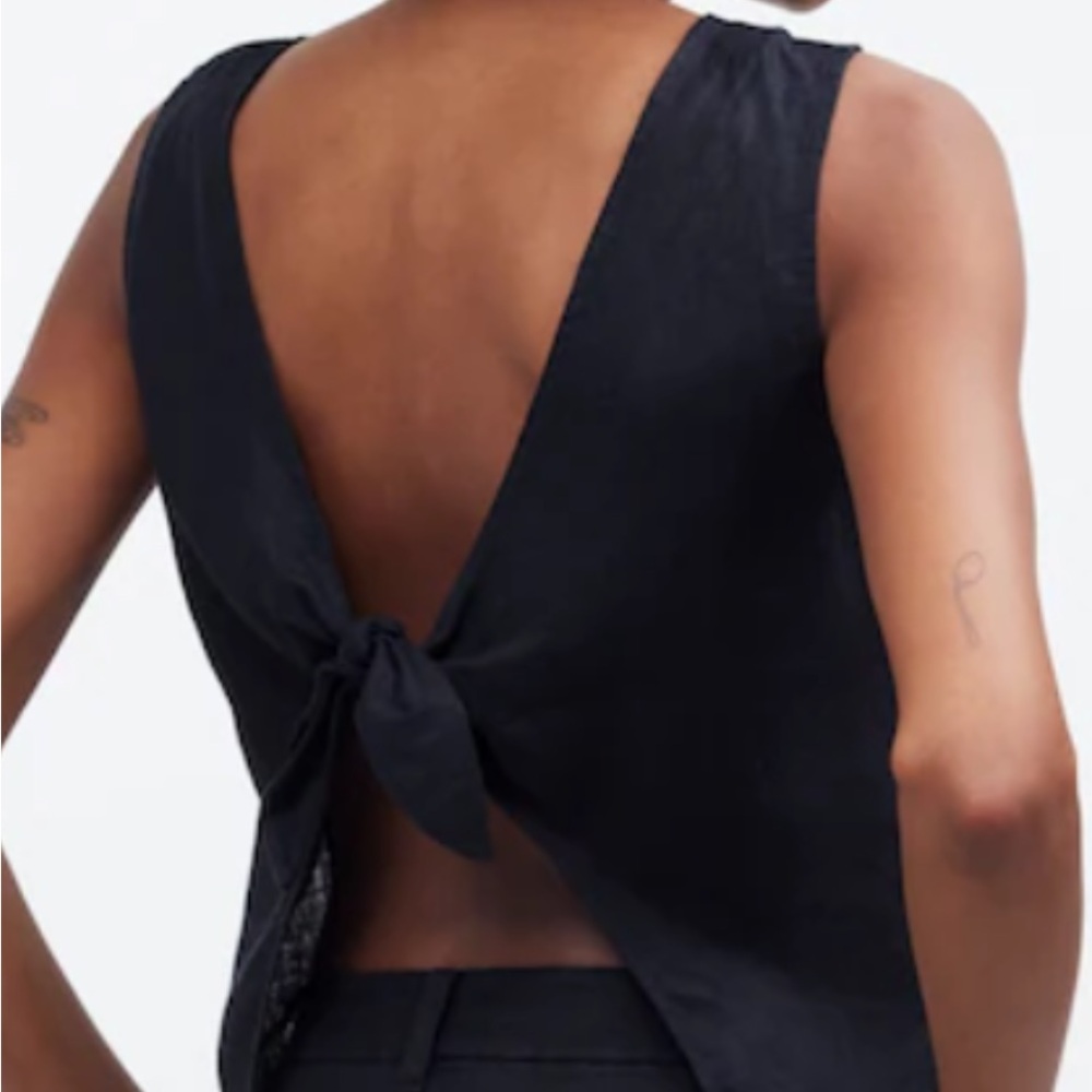 Madewell Black Linen Sleeveless Women's Top - Picture 4 of 8
